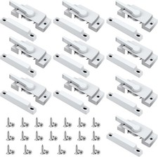 Window Lock Set, 10-Piece Cam-Style White Window Locks with Latch