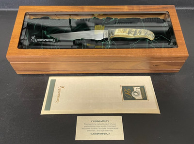 Browning Model 20 6'' Blade, Engraved ''137 of 600 Dan K. Harrison'' w/ Display Box