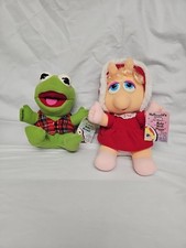 Vintage Muppets Sesame Street Set Of Two 1987 Baby Miss Piggy Baby Kermit Plush
