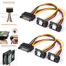 SATA Power Splitter Cable 15 Pin 6 Inch 2 Pack 90 Degree Male to Dual Female