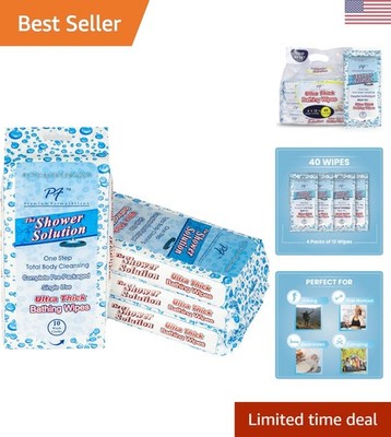 Shower Solutions - Extra Large Adult Bathing Wipes - 40 Pack for Sensitive Skin