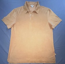 James Perse Polo Shirt Mens Large Orange Supima Cotton Jersey Knit Casual