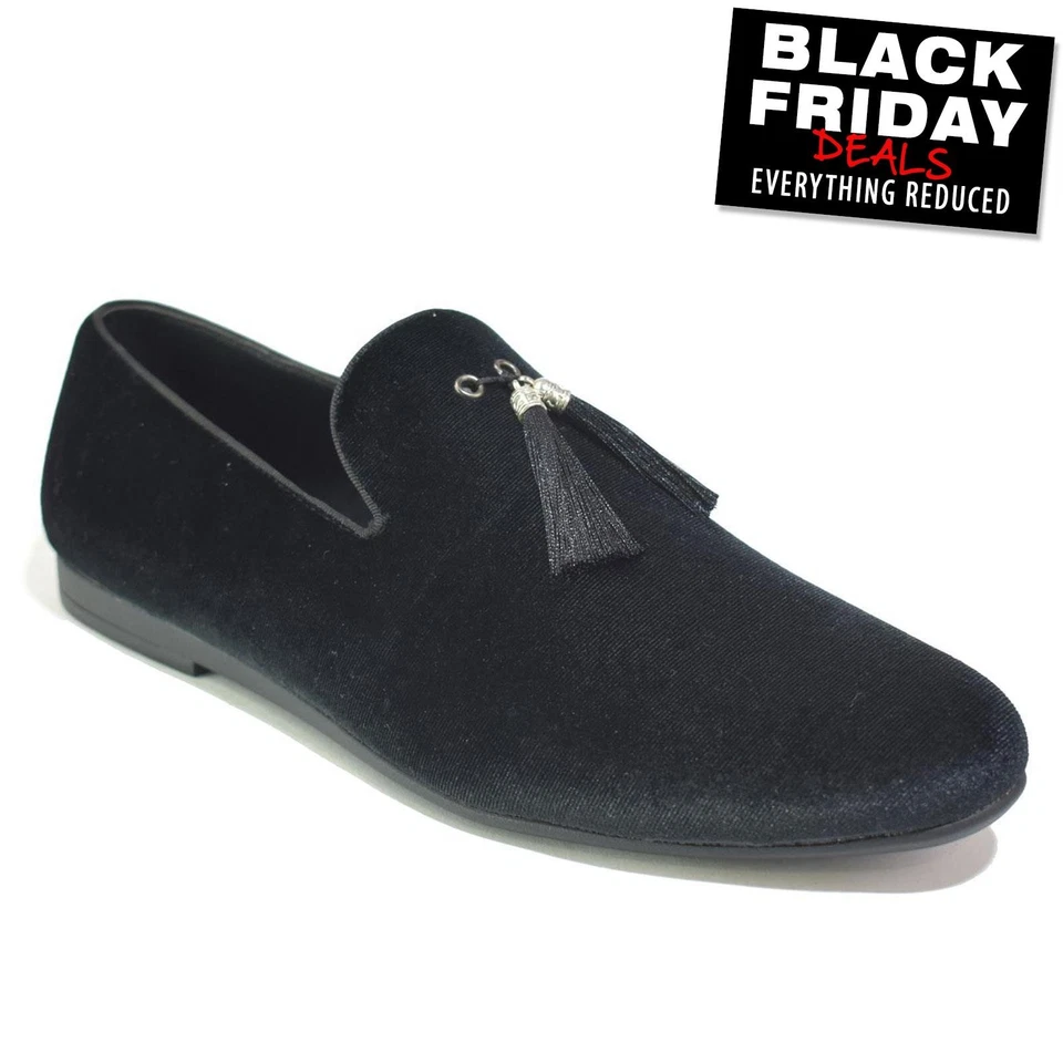 Malin Cyrus Junior Boys Tassle Slip On Shoes Smart Casual Footwear Black