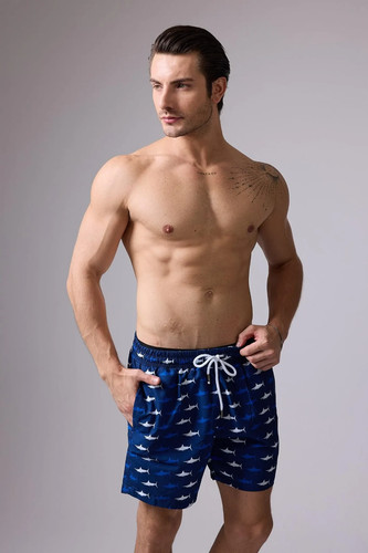 Men's Silver Swordfish Quick-Dry Swim Trunks, Nautical Beach Shorts