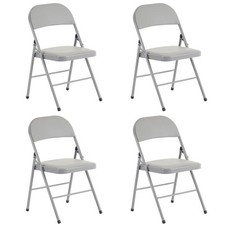 4 Pack Folding Chair Indoor Outdoor Portable Stackable Commercial Seat Gray