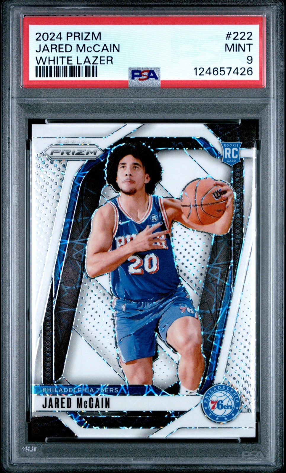 2024-25 Panini Prizm - Jared McCain #222 White Lazer Prizm /275 (RC)