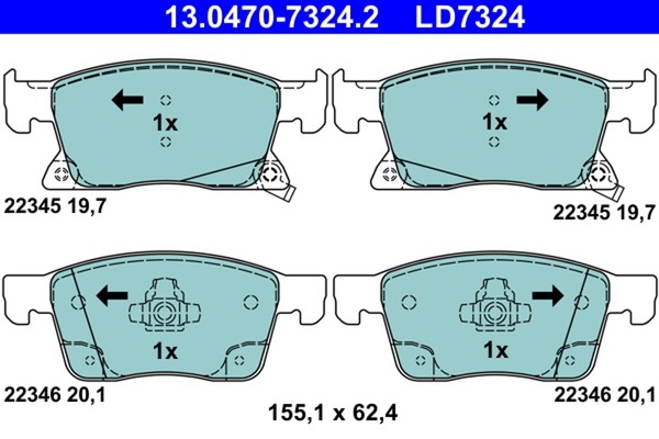 Bremsbelagsatz Scheibenbremse ATE Ceramic 13.0470-7324.2 FüR Opel Astra B16 CNG-image
