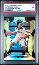 2019 PANINI PRIZM DRAFT PICKS NEON GREEN PRIZM #34 CARSEN EDWARDS 12/125 PSA 7