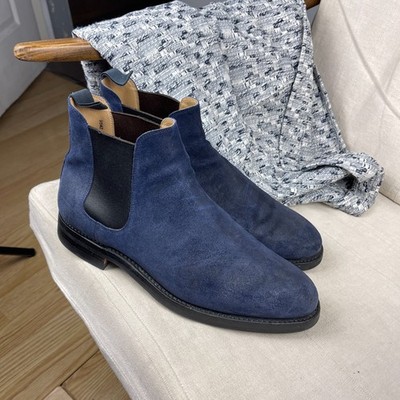 blue suede dress boots Corry Chukka Midnight Blue Suede Leather Boots The Jacket Maker