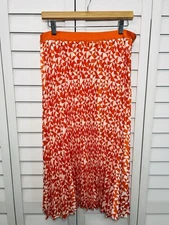 Future Collective x Kahlana Barfield Brown Pleated Midi Skirt Size 10 Orange