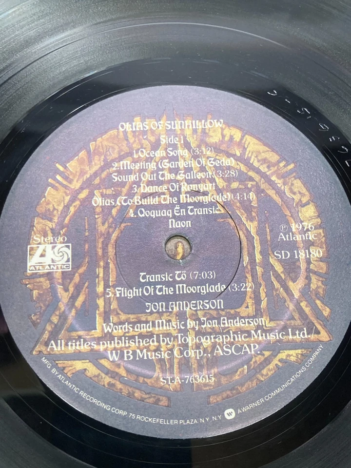 Jon Anderson Olias Of Sunhillow Vintage Vinyl LP 1976 Atlantic Record STA763615 Foto 2 de 4