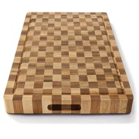 Schneidebrett Aus Bambus In Schachoptik 37,5 X 28 Cm - Holzbrett Mit Saftrille