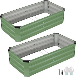 Galvanized Raised Garden Bed Outdoor，120x60x30cm ，Olive Green，2Pack auction