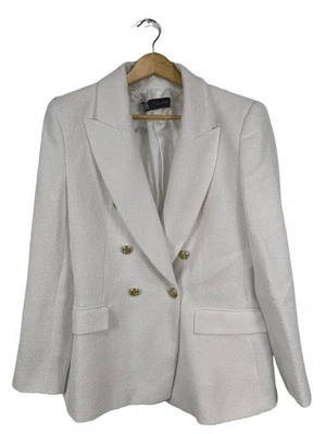 ZARA Blazer en maille tricotée Dames Blazer T EU 40 blanc style décontracté - Photo 1/4