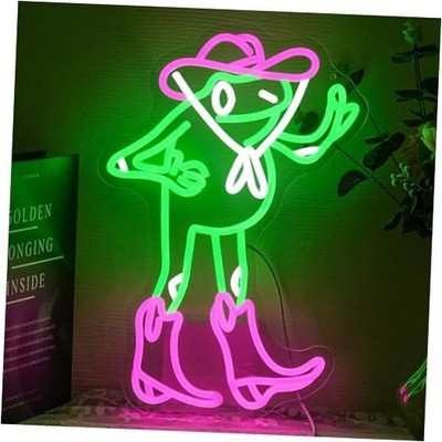 Neon Sign for Wall Decor Cowboy Toad Neon Light Frog LED Neon Signs Frog Cowboy