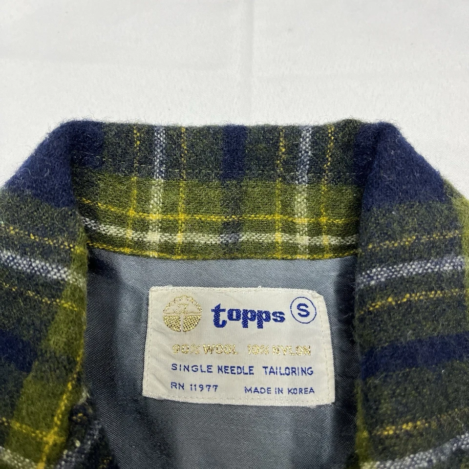 Camisa Topps Vintage Lana Nylon Franela Campamento Cuadros Para Hombres Pequeña Aguja Única Foto 3 de 4