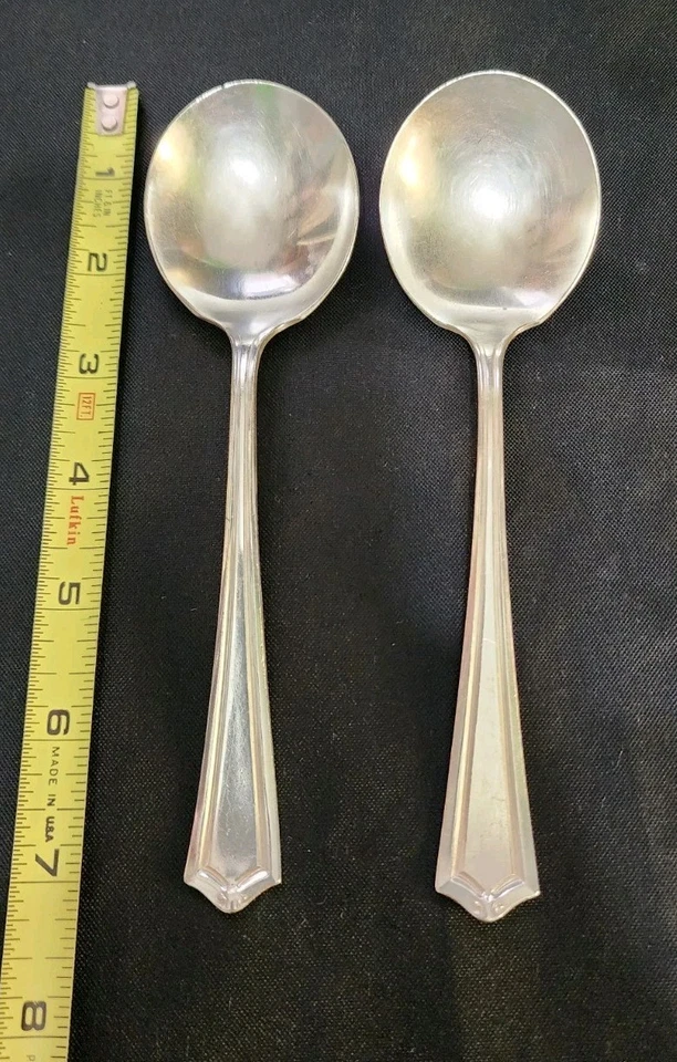 ✅️ LOT OF 2 ANTIQUE c1915 SALEM AKA LOWELL SILVERPLATED GUMBO SOUP SPOONS 🥣 - Image 4 of 4