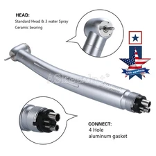 Dental High Speed Push Button Handpiece Ceramic Bearing 3 Spray 4 Holes