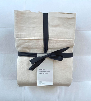 West Elm SIGNATURE TENCEL LINEN Sheet Set Queen Sand NWT