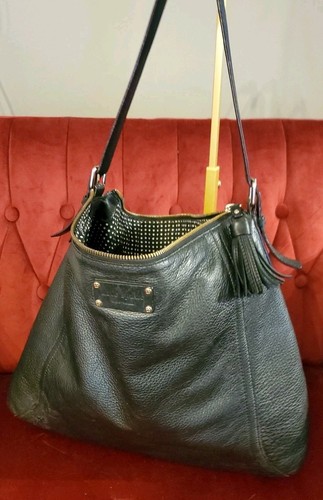 KATE SPADE SCHWARZ WEICHES LEDER SCHULTER REISETASCHE VORNE GOLD REISSVERSCHLUSS GROß - Bild 1 von 5