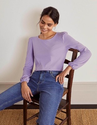 Boden - Supersoft Long Sleeve Top - Damen Oberteil T-shirt Lila NEU UK 8 EU 36