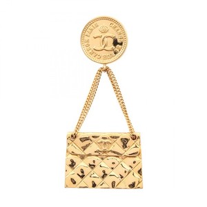 Authentic CHANEL COCO Mark back motif Brooch Gold Plated Used Women CC