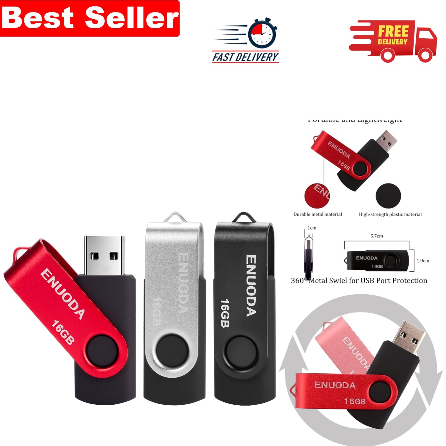 Swivel Design 16GB USB Stick Pack of 3 - Reliable Data Storage in Stylish Colors