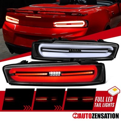 Fit 2016-2018 Chevrolet Camaro Black Full LED Tail Lights Sequential Signal L+R
