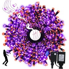 Connectable 66Ft Halloween String Lights Motion Sensor Scary Orange Purple