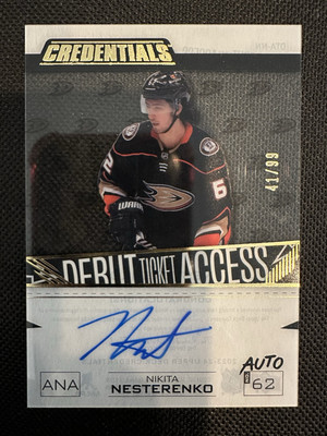 2023-24 Credentials Hockey Nikita Nesterenko DTA-NN Debut Ticket Access Auto /99
