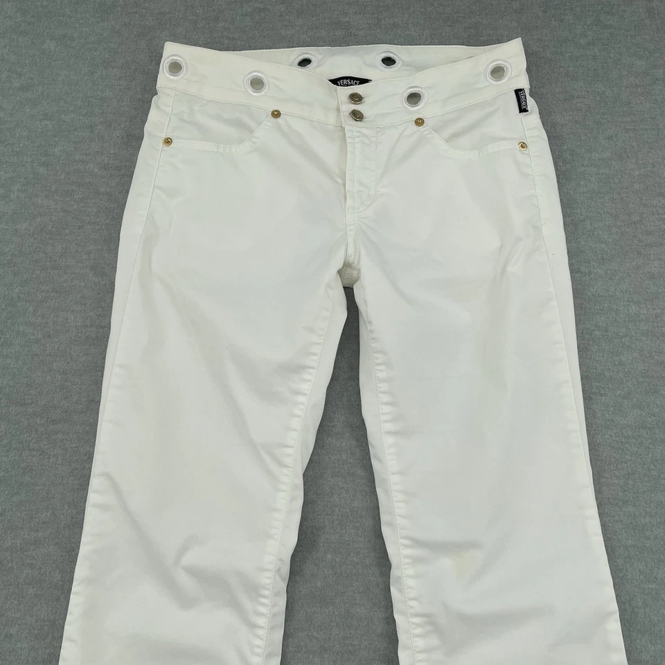 Pantalones Versace Jeans Couture Ittierre Blanco Pierna Acampanada De Colección Para Mujer 26/40 (7 EE. UU.) Foto 2 de 4