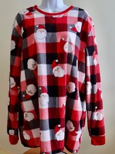 JAMMIES FOR YOUR FAMILIES MEN'S PLAID SANTA SOFT FLANNEL PAJAMA TOP SZ LARGE