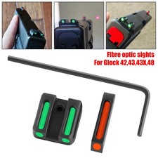 For Glock 43 43X 48 42 Fiber Sight Set Steel Red Front Green Rear Snag-Free New