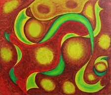 SUPERB ABSTRACT SHAPES STUDY Acrylic Painting On Board c1960