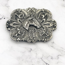 Vintage 1974 Bergamot Brass Works Western Horse Head Belt Buckle J-144