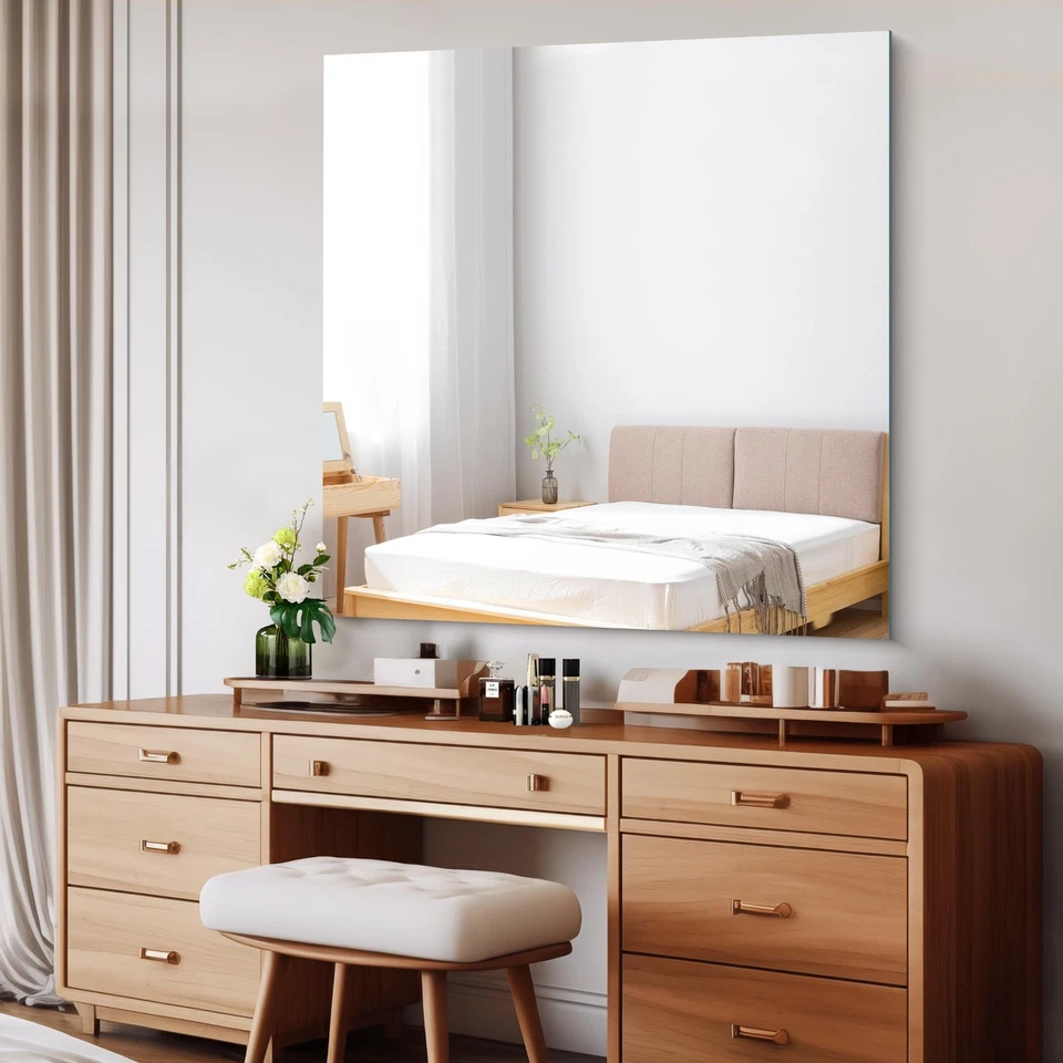 Espejo sin marco, espejos cuadrados de baño de 42x42 pulgadas para pared, sombra mejorada... Foto 2 de 4