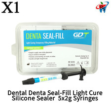 Dental Denta Seal-Fill Light Cure Silicone Sealer 5x2g Syringes & 10 Tips