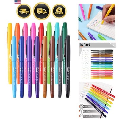 Felt Tip Pens, 16 Pack, Assorted Colors, Colored Felt Tip Pens