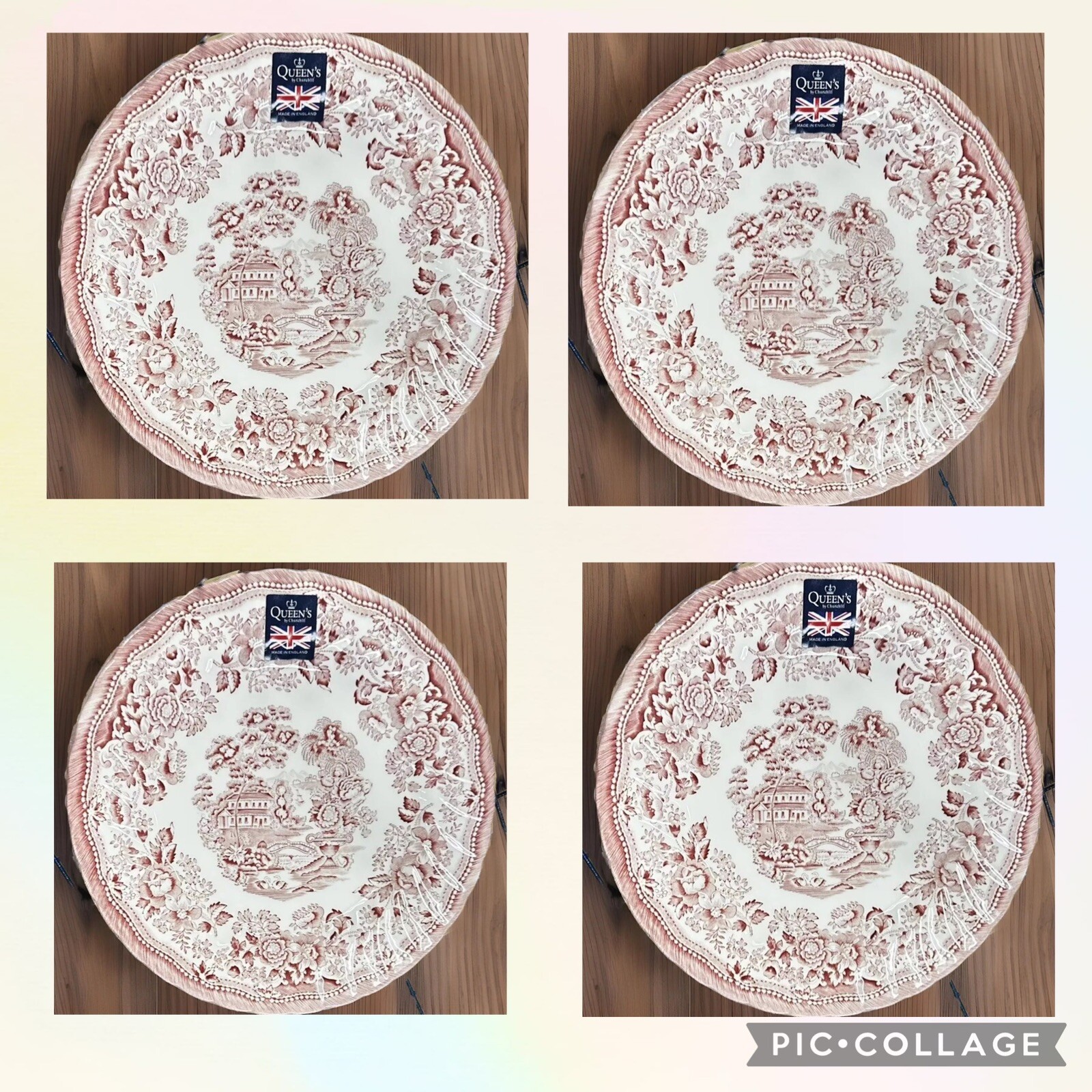 Set of 4 Dinner Plates Willow Rosa Pink 8 inch (England) by Churchill
