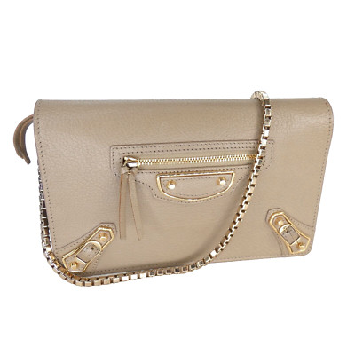 Balenciaga Clutch Tasche Edge City Kettenriemen Beige Handtasche Leder Schultertasche