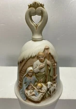 RELIGIOUS ITEM: Ceramic Bell Featuring Birth of Christ Manger Scene (UGC) CLEAN