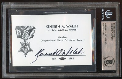Kenneth A. Walsh d1998 signed autograph USMS WWII MOH