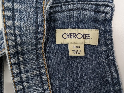 Cherokee Overalls Denim Blue Jeans Skinny Medium Wash Stretch Juniors Large - Picture 11 of 13