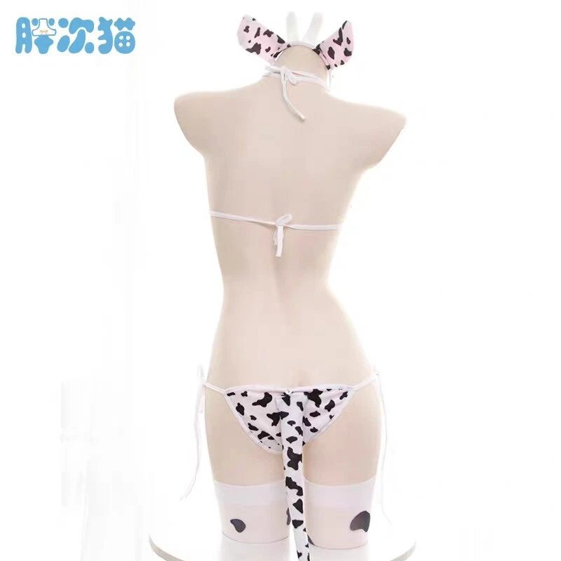 Kawaii милый корова напечатано бикини костюм нижнее белье сексуальное белье косплей - Изображение 4 из 4