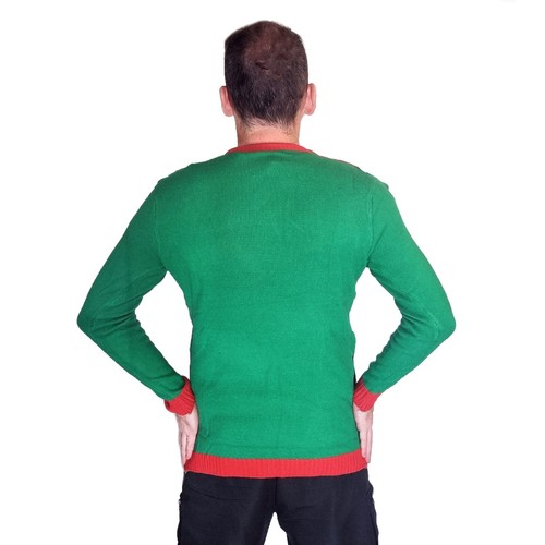 Christmas Jumper Green Xmas Elf Candy Cane Unisex Mens Ladies Sweater Dress Up - Picture 30 of 34