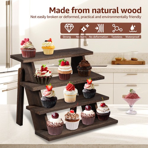 4 Layers Cupcake Stand Wood Cupcake Display Stand Decorative Tabletop NuDxL - Picture 5 of 11
