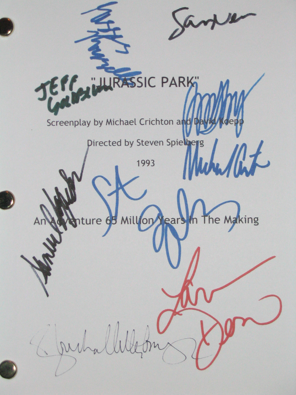 Jurassic Park Signed Movie Script X9 Goldblum Spielberg Neil Jackson reprint