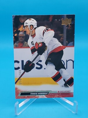 Travis Hamonic 2022-23 Upper Deck Series 2 #376 UD Exclusives SP 58/100 Senators