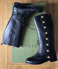 Stivali da equitazione Gucci Dublino nuovi con scatola in pelle di vitello neri bottoni decorativi UK 8 EUR 42
