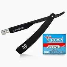 Professional Barber Hair Shaving Razor Straight Edge Folding Knife + 100 Blades